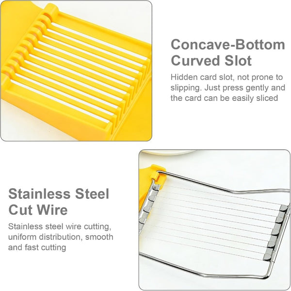 Upgrade Hand Luncheon Meat Slicer, Manual Egg Cutter, Multi-Purpose Kitchen Tool for, Cheese Bananas, Avocados, Vegetables Dishwasher Safe, Rust-Resistant (yellow, 10-Wire)