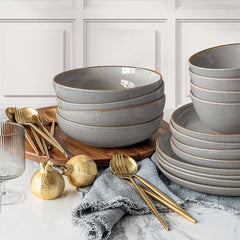 Over & Back Stoneware Dinnerware Set, 16 Piece in Sage Green