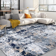 Capslpad Navy Blue Abstract Area Rug 200x300cm | Modern Short Pile Soft Faux Wool, Machine Washable, Non Slip, Minimalist Floor Mat for Living Room, Bedroom, Office, Kitchen Decor