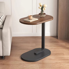C-Shaped Side Table with Adjustable Height, a 360° Rotating Design That Can Slide Under Furniture, Perfect for Use Beside a Sofa, Bed, Or Bathtub, Featuring a Light Wood End