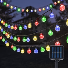 1pc 16.33/22.9/39.3ft (4.98/6.98/11.98m) 20/50/100 LED Bubble Globe Fairy Lights, Outdoor Solar String Lights, Ipx4, 1.7cm Ball, Button Control, for Summer Garden Patio Yard Trees Wedding Birthday Party
