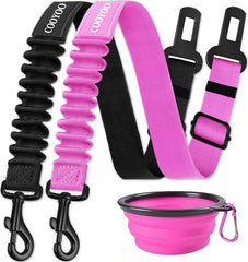 COOYOO Dog Seat Belt,Retractable Dog Car Harness Seat Belt for Car Adjustable Nylon Pet Safety Seat Belts Heavy Duty & Elastic Bungee Buffer