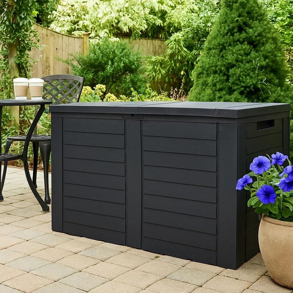 Waterproof 170L Outdoor Parcel Box – Grey Plastic Garden Storage Container for Packages, Deliveries & Cushion Storage