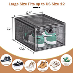 6/9/10-pack Transparent thickened shoe box with magnetic door, closet shoe box, sneaker storage box, dustproof and waterproof, stackable shoe box, upgraded sturdy shoe box, multifunctional sneaker storage box