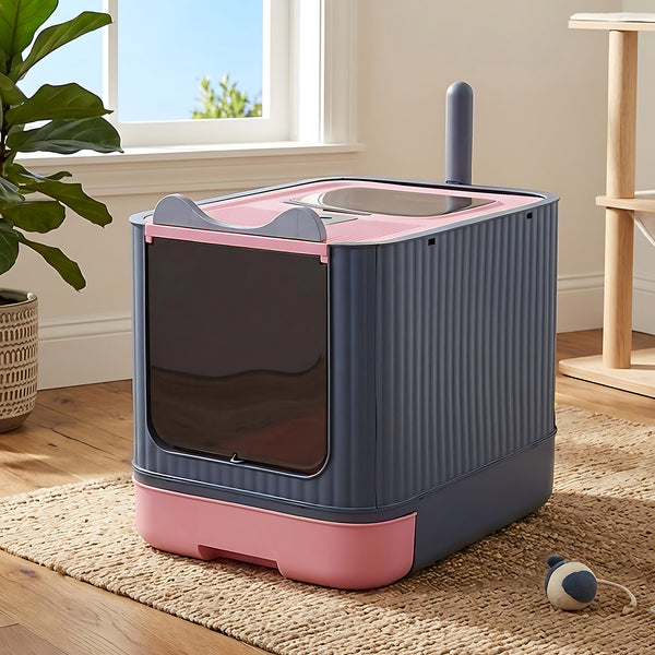 Cat Litter Box, Plastic Pet Toilet, Removable Litter Box, Large Cat Litter Box Hooded Litter Tray Drawer, UV Sterilization and Deodorization, Provide Your Cat with A Comfortable Place