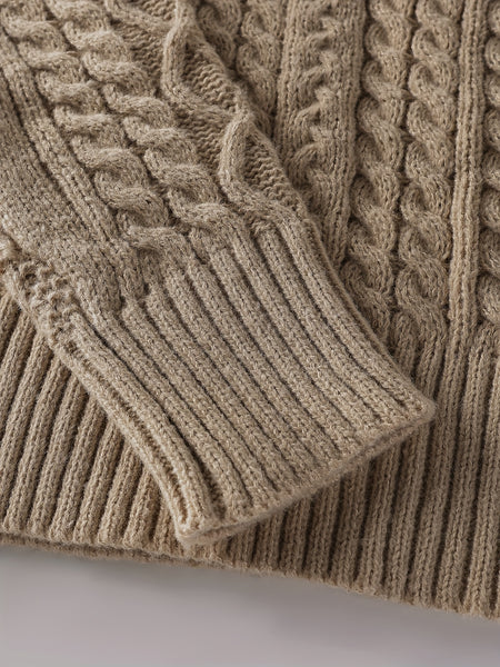 2025 Winter American Stand-Up Collar Half-Zip Knit Aran Sweater Mr. Pony Knitwear Pullover Card