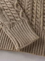 2025 Winter American Stand-Up Collar Half-Zip Knit Aran Sweater Mr. Pony Knitwear Pullover Card