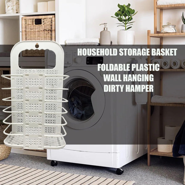 Lizzy 2pcs Laundry Hamper Foldable | Family Slim Reusable Plastic Laundry Clothes Washing Hamper Bin Collapsible Waterproof Clothes Storage Basket