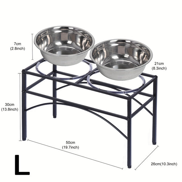 Elevated Double Dog Bowls Feeder with Stainless Steel Water and Food Dishes for Dogs, Pet Feeder, Food Bowl, Two