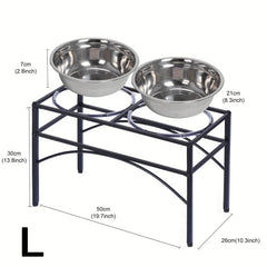 Elevated Double Dog Bowls Feeder with Stainless Steel Water and Food Dishes for Dogs, Pet Feeder, Food Bowl, Two