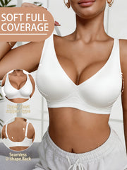 Full-Coverage Push-Up Bra - High Wire-Free Lift, Non-Detachable Padding, Soft T-Shirt Compatible Strap, Casual And Formal Elegant Lingerie, Hand Washable (No Underwire, One-Piece Design)