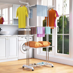 Foldable Extra Large Clothes Drying Rack 4 Tier For Indoor Outdoor Laundry Room Laundry Garment Dryer Stand Adjustable Rolling Laundry