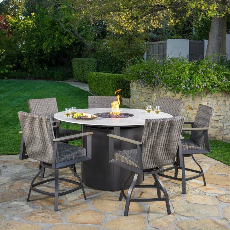 Sunvilla Dover 7 Piece Wicker High Dining Fire Set + Cover