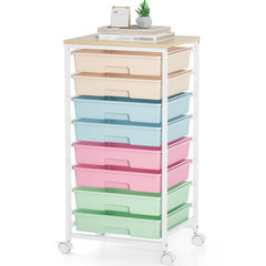 KINGRACK Heavy-Duty Rolling Storage Cart with 8 Drawers & Tabletop - Stackable Mobile Organizer Trolley, Suitable for Home, Office, Bedroom, Classroom, Space-Saving with Assembly, Tabletop Shelf for Small Spaces, Storage Drawer Units