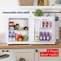 Russell Hobbs Table Top Larder Mini Fridge 40L Capacity, Quiet Running 39DB, Reversible Door, 0 to 8 Degrees Manual Temperature Control, White RHTTLF2E1W