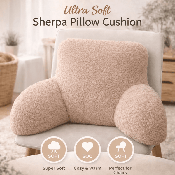 Teddy Fleece Reading Pillow with Arms Soft Backrest Support Cushion 65x40cm for Bed and Sofa in 4 Colours
