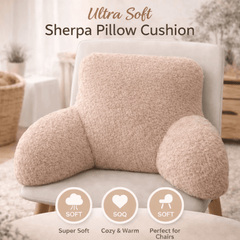 Teddy Fleece Reading Pillow with Arms Soft Backrest Support Cushion 65x40cm for Bed and Sofa in 4 Colours