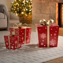 Metal Gift Boxes with LED Lights – Set of 3