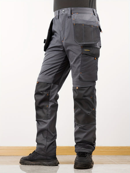 Men's Elastic Cargo Pants with Multiple Pockets, All-Season Style, 1pc