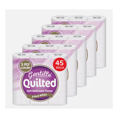 Toilet Tissue 45 rolls. Gentille Quilted Bathroom Tissue Luxury 3-Ply Toilet Paper Soft, Strong, & Responsibly