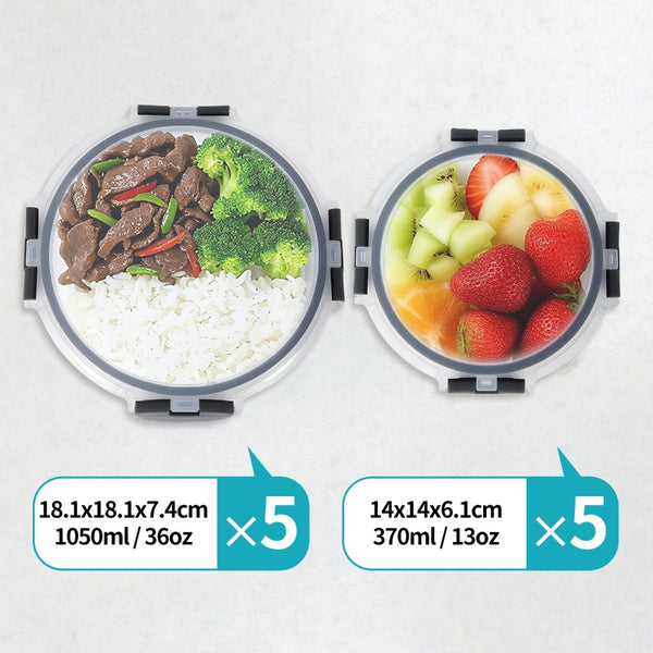 Food container, 10 pack glass container, sealed box, 2 sizes, reusable
