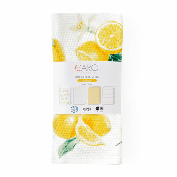 Caro Home Spring Kitchen Towels 8 Pack, in 3 Designs