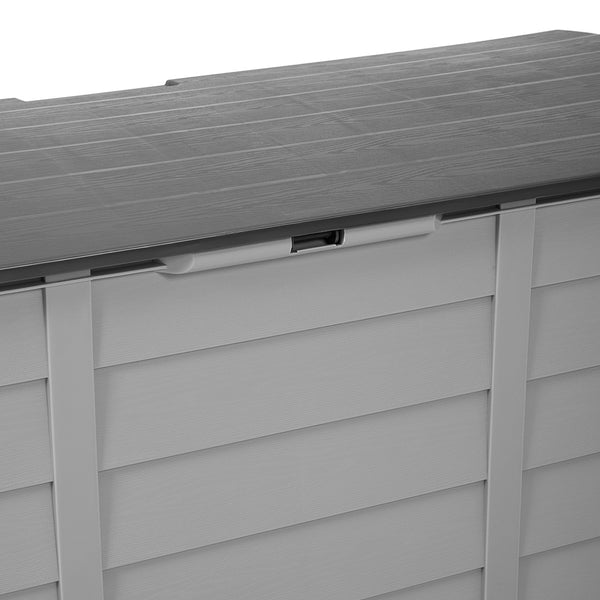 290L Lockable Waterproof Storage Box – Heavy-Duty Outdoor Deck Chest with Wheels Garden & Patio Recycling Bin Organizer for Tools, Cushions (112*49*54cm)