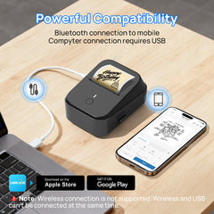 PM260B Portable Wireless Thermal Label Maker - 203DPI HD Printing, 1200mAh Long Battery, Auto-Calibration, Compatible with Mobile & Computer Systems, for Home Storage / Office Organization / Personal Item Sorting (Labels Included)