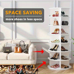 5/7 Tier Rotating Shoe Rack- 360° Spinning Floor Stand With Shelves For Home & Dorm, Easy Assembly, Durable PVC Material, Versatile Storage