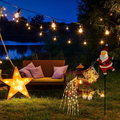 Christmas Santa Solar Kettle Lights, Garden Lawn Decorative Light, Solar Watering Can Garden Lawn Decor with Flowing LED Water, for Outdoor Patio Path Walkway Decoration, Unique Xmas Gifts (A*2)