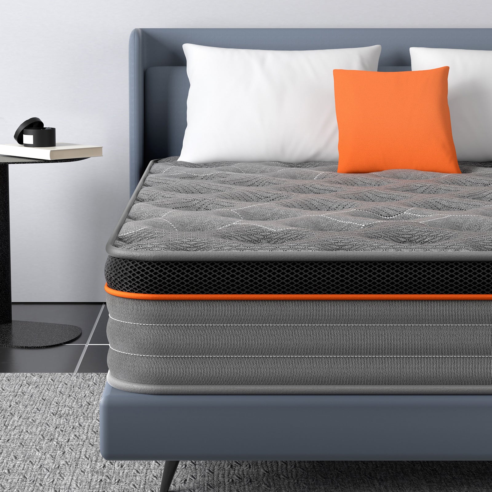 Good Nite Single Mattress 10 Inch Individually Pocket Sprung Comfort Medium Firm Mattress with Soft Fabric and Breathable Foam Grey Hybrid 90x190x25cm