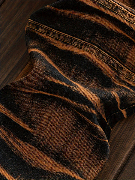 Fashionable Comfortable Street Style Casual All-Match Men'S Individual Multi-Pocket Biker Style Jeans