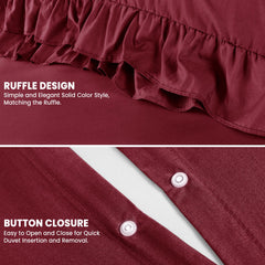3-Piece Ruffle Frilled Duvet Cover Set – Soft, Comfortable Bedding with Pillowcases, Button Closure, Elegant Layered Design