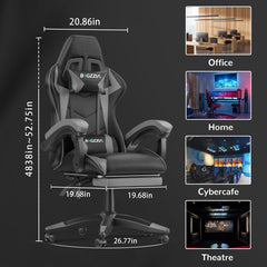 GartistGo Gaming Chair With footrest,Computer Chairs with Lumbar Cushion + Headrest, Height-Adjustable Office Chair for Adults, Girls, Boys