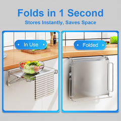 Foldable Cabinet Door Hook Organizer, Countertop Shelf,No Drill Shelf, For Cabinet Pantry Cupboard, Rust-Resistant Design, Easy Installation Space Saving