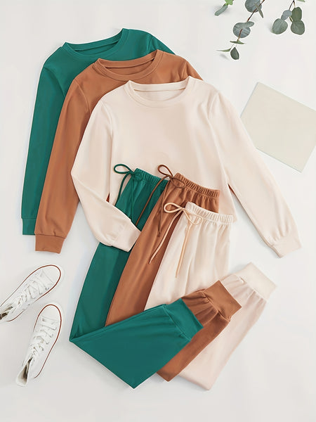 3pcs Women's Sportswear Set, Long Sleeve and Long Pants, Made of Fabric