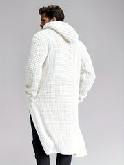 Men's Casual Sport Sweater, Long Hooded Knit Cardigan with Thick Yarn Knitting, Large Side Pockets, Loose Fit, Warm and Stylish, for a Casual and Stylish Look