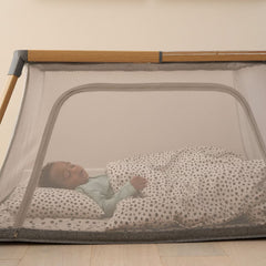 Tutti Bambini Cozee Go Day & Night Travel Cot Bundle, Oak & Charcoal