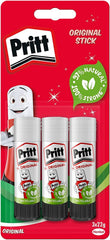 Pritt Glue Stick, Safe & Child-Friendly Craft Glue for Arts & Crafts Activities, Strong-Hold Adhesive for School & Office Supplies, 22 G (Pack of 3)