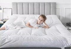1pc Hotel Quality 10cm Mattress Topper Extra DeepThick Bounce Back Deep Fitted Bed Mattress Pad Quilted Box Stitched with Corner Elasticated Straps Breathable 4 Inches Luxury Mattresses Toppers for Ultimate Comfort, Deep Pocket Elasticated Straps Mattress
