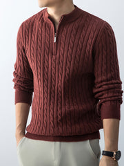 Christmas Gift for Men, New Twist Zipper Collar Pullover Sweater, Autumn And Winter Style, with Velvet, Thickened, Warm And Cold-Resistant, Can Be Worn Inside Or Outside, Casual And Versatile Essential, Knit