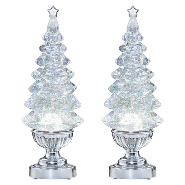 14 Inch (35.6 Cm) Lighted Glitter Tree Lamps, 2 Pack