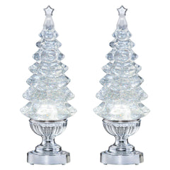 14 Inch (35.6 Cm) Lighted Glitter Tree Lamps, 2 Pack