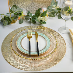 6pcs Round PVC Hollow-Out Placemats | Gold/Silver/Rose Gold | 15
