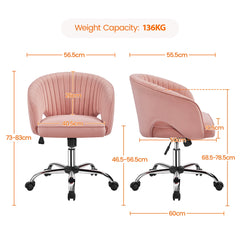 Costoffs Office Chair Tufted Desk Chair with Height Adjustable Seat, Swivel Barrel Accent Chair with Rolling Wheels for Home Office, Pink/White/Cream/Dark Grey/Light Grey