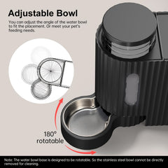 Dog And Cat Food Feeder And Water Dispenser, Two-In-One Set, 3L Large Capacity, Automatic Gravity Feeding, 304 Stainless Steel Bowl, Removable And Washable, for Small/Medium/Large Dogs And Cats, Black, Without Battery