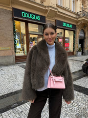 Faux Winter Warm Fashion Plush Top Short Coat for Women