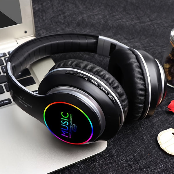 Upgraded Wireless Headphones with Deep Bass, Built-in Mic, Lightweight Foldable Design, 3.5mm Audio Jack, Stereo Sound for Travel, Work, Laptops, and Mobile Devices - iOS Gaming Headset, Ideal Christmas Gift, Headphone Hearing Experience