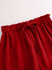 3pcs Set, Standard Size Women'S Long Pants, Wide-Leg Trousers, Solid Color, Casual, Vacation Style