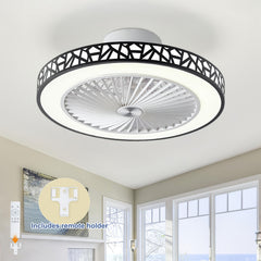 Ceiling Fans with Lights, 19-Inch Low Profile Flush Mount Ceiling Fan Light Fixture 6 Wind Speeds 40W LED Reversible Ceiling Fan with Lights And Remote for Bedroom, Kids Room And Living Room